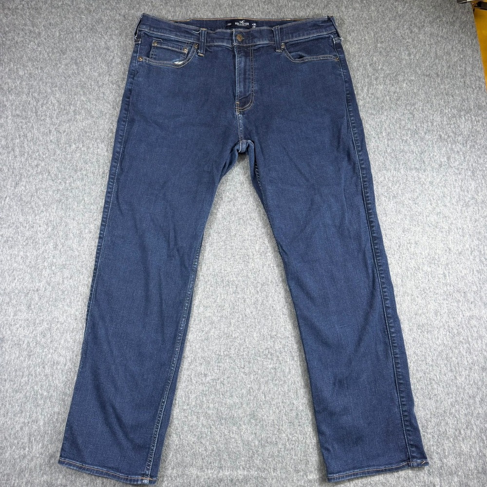 Hollister Jeans Mens 36x32 Blue Classic Straight Advanced Stretch Dark Wash